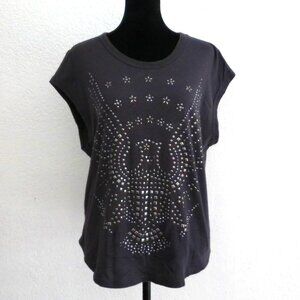 Gray tank top, with shiny studded eagle design